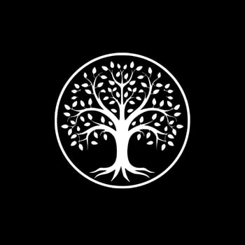 Tree of Life - Black and White Isolated Icon - Vector illustration