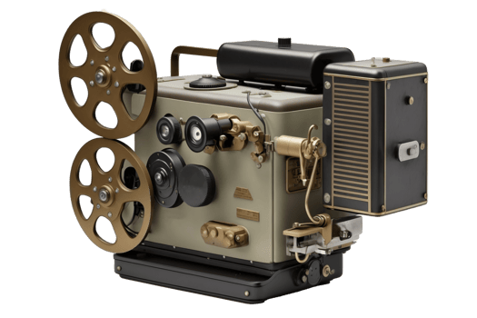 Vintage movie projector isolated on white background, created with generative AI png