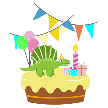 Happy Birthday Dinosaur party cake. happy dino clipart png