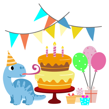 Happy Birthday Dinosaur party cake. happy dino clipart png