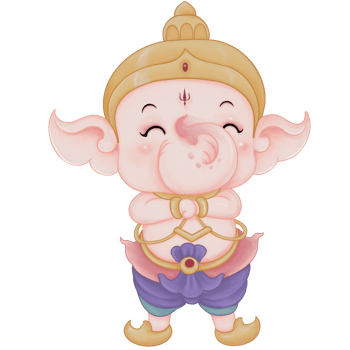 Child Ganesha Standing with Arms Folded in a Cute Cartoon Style for Decoration in Hindu and Buddhist Religious Beliefs png