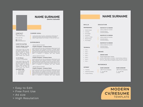 Minimalist CV Template Vector. Resume Design Template vector