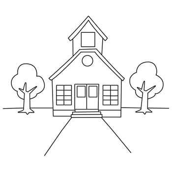 school house coloring page vector