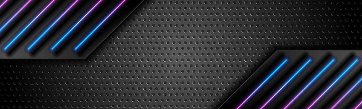 Futuristic technology background with blue purple glowing lines vector