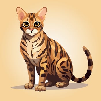 bengal cat cartoon character vector isolated illustration