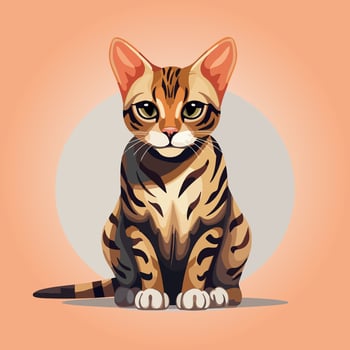 bengal cat cartoon character vector isolated illustration