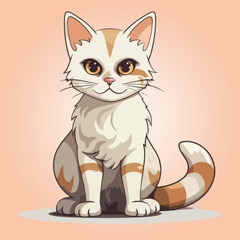 kawaii cute cat cartoon characters vector isolated illustration