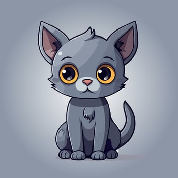 kawaii cute cat cartoon characters vector isolated illustration