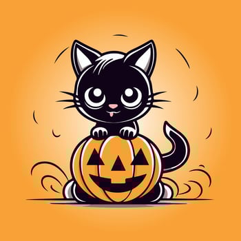 halloween cat cartoon illustration isolated vector