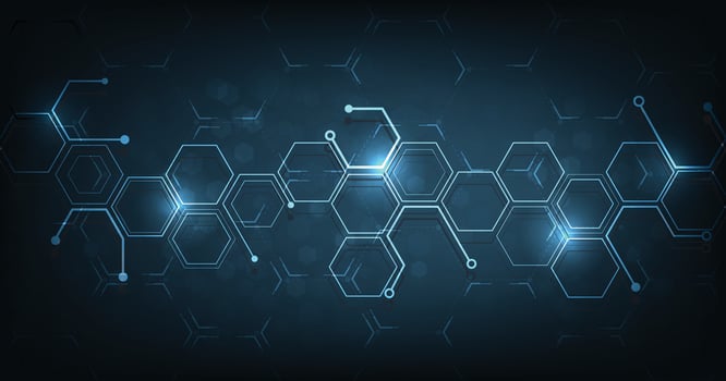 Background of hexagon geometric dark blue pattern bright. vector
