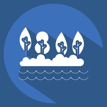 Icon Lake. related to Alaska symbol. long shadow style. simple design editable. simple illustration vector