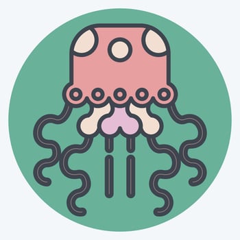 Icon Jellyfish. related to Alaska symbol. color mate style. simple design editable. simple illustration vector