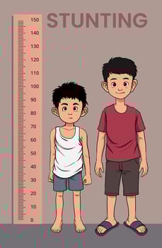 illustration of stunting in children vector