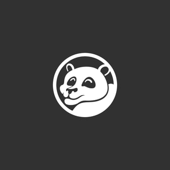 cute panda head simple logo vector