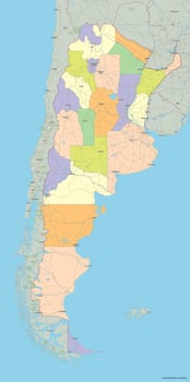 Detailed political vector map of Argentina