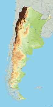 Topographic vector map of Argentina