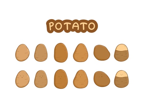 Set cute potato cartoon illustration vector