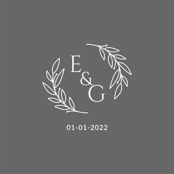 Initial letter EG monogram wedding logo with creative leaves decoration vector