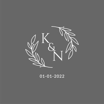 Initial letter KN monogram wedding logo with creative leaves decoration vector