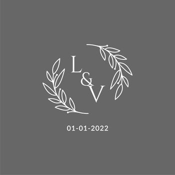 Initial letter LV monogram wedding logo with creative leaves decoration vector