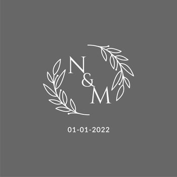 Initial letter NM monogram wedding logo with creative leaves decoration vector