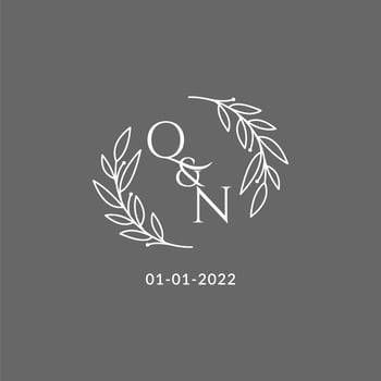 Initial letter QN monogram wedding logo with creative leaves decoration vector