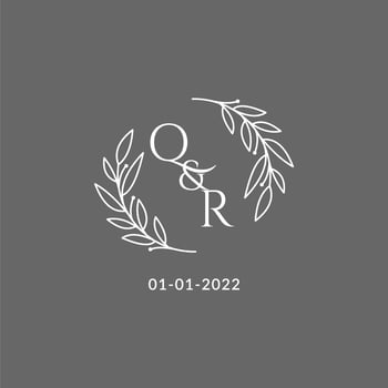 Initial letter QR monogram wedding logo with creative leaves decoration vector