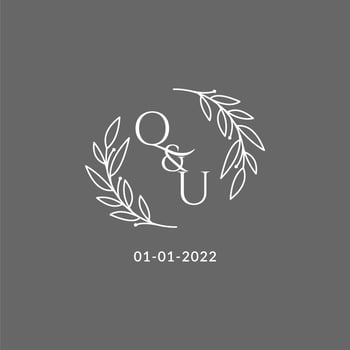 Initial letter QU monogram wedding logo with creative leaves decoration vector