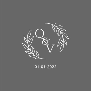 Initial letter QV monogram wedding logo with creative leaves decoration vector