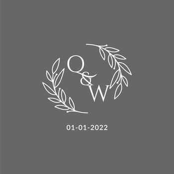 Initial letter QW monogram wedding logo with creative leaves decoration vector