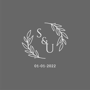 Initial letter SU monogram wedding logo with creative leaves decoration vector