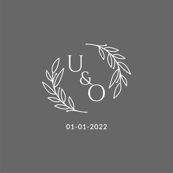 Initial letter UO monogram wedding logo with creative leaves decoration vector