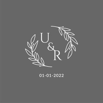 Initial letter UR monogram wedding logo with creative leaves decoration vector