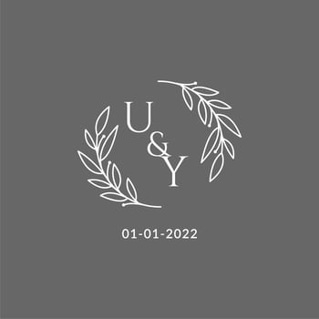 Initial letter UY monogram wedding logo with creative leaves decoration vector