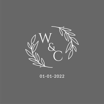 Initial letter WC monogram wedding logo with creative leaves decoration vector