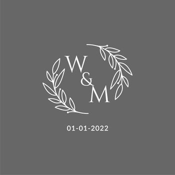 Initial letter WM monogram wedding logo with creative leaves decoration vector
