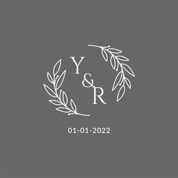 Initial letter YR monogram wedding logo with creative leaves decoration vector