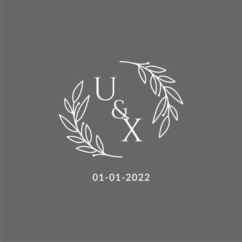 Initial letter UX monogram wedding logo with creative leaves decoration vector