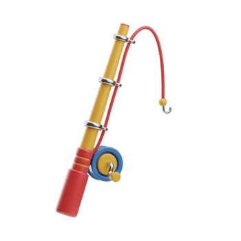 summer game Fishing Rod illustration 3d png