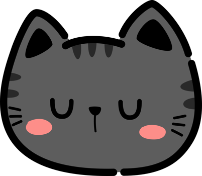 sleeping black tabby cat head flat style cartoon doodle element for decorating png