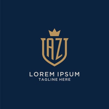 AZ initial shield crown logo vector