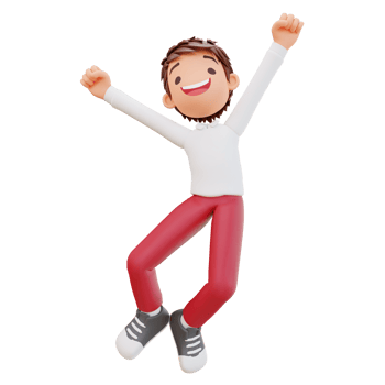 3d rendered cute student enthusiastic concept png