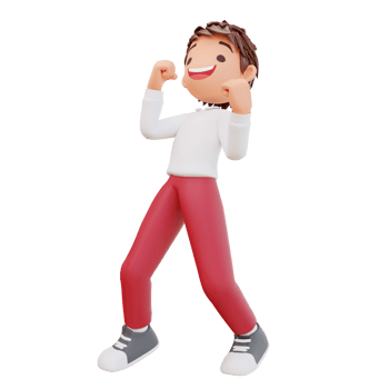 3d rendered cute student enthusiastic concept png