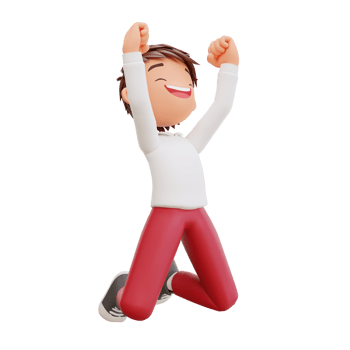 3d rendered cute student enthusiastic concept png