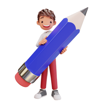 3d rendered cute student character holding a pencil png