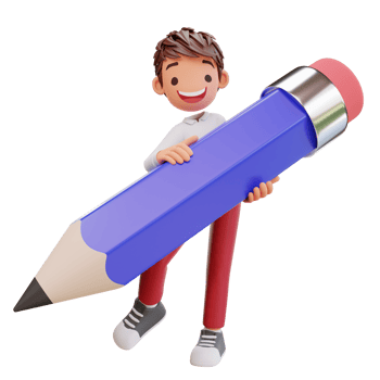3d rendered cute student character holding a pencil png