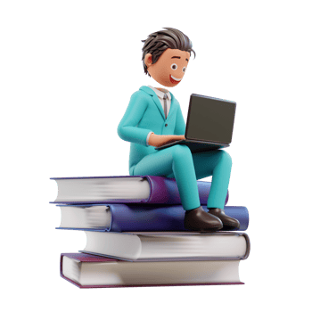 3d rendered cute businessman holding laptop png