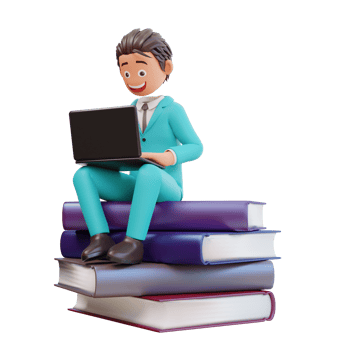 3d rendered cute businessman holding laptop png
