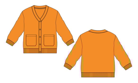 Cardigan vector illustration template Front and back