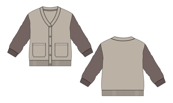 Cardigan vector illustration template Front and back